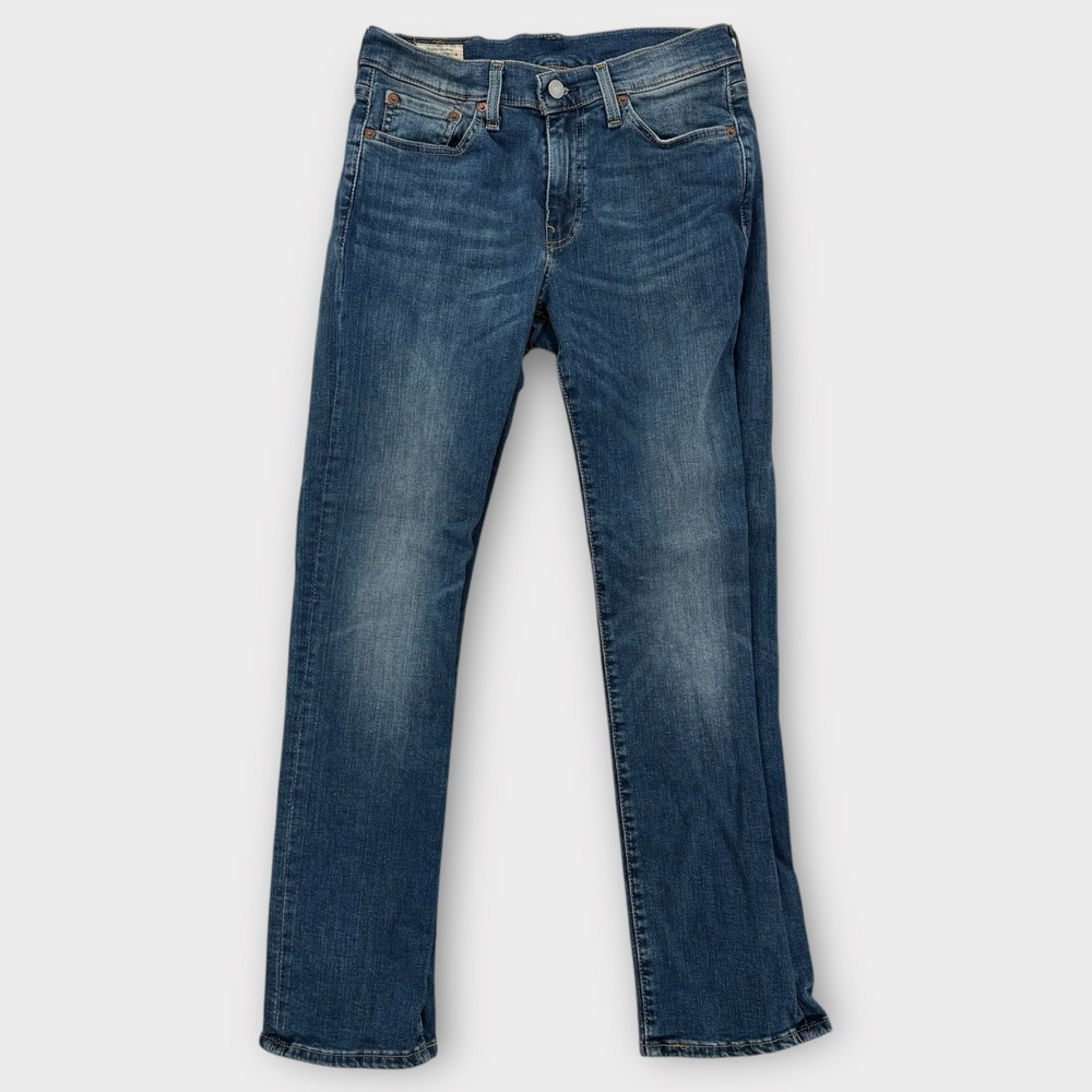 Levi's 514 Jeans Mens 29x30 Straight Fit Medium Wash Distressed Denim BIG E